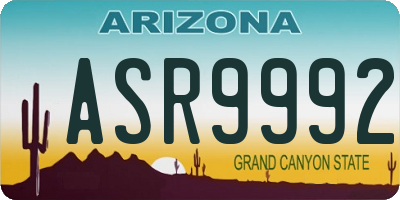AZ license plate ASR9992