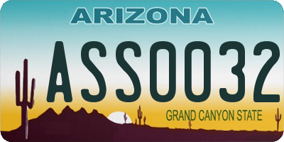 AZ license plate ASS0032