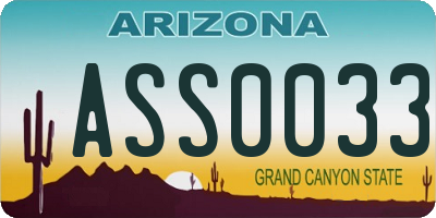 AZ license plate ASS0033