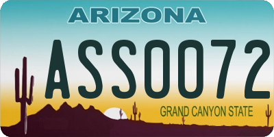AZ license plate ASS0072