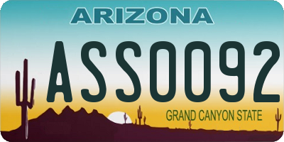 AZ license plate ASS0092