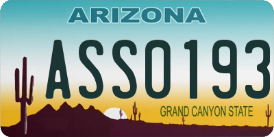 AZ license plate ASS0193