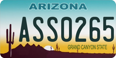 AZ license plate ASS0265