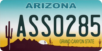 AZ license plate ASS0285