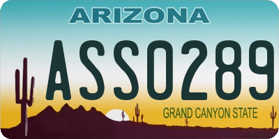 AZ license plate ASS0289