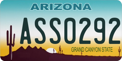 AZ license plate ASS0292