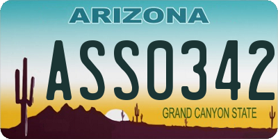 AZ license plate ASS0342
