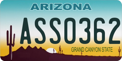 AZ license plate ASS0362