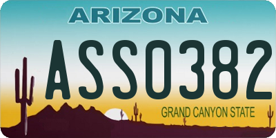 AZ license plate ASS0382