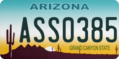 AZ license plate ASS0385