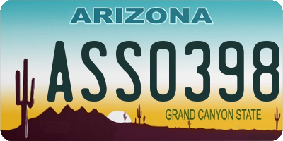 AZ license plate ASS0398