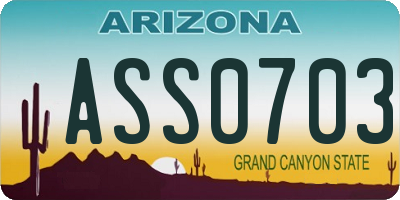 AZ license plate ASS0703