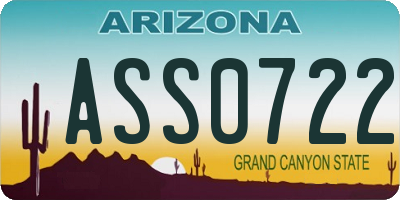 AZ license plate ASS0722