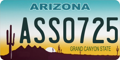 AZ license plate ASS0725