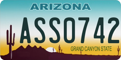 AZ license plate ASS0742