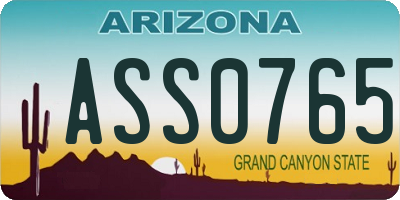 AZ license plate ASS0765