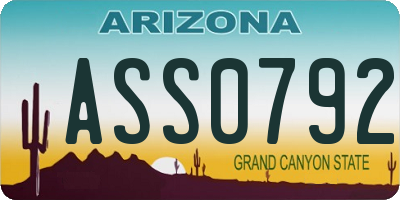 AZ license plate ASS0792