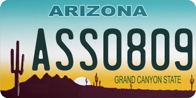 AZ license plate ASS0809