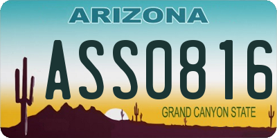 AZ license plate ASS0816