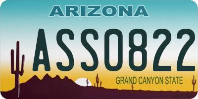 AZ license plate ASS0822