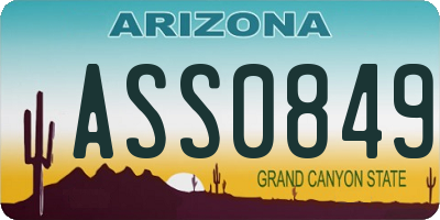 AZ license plate ASS0849