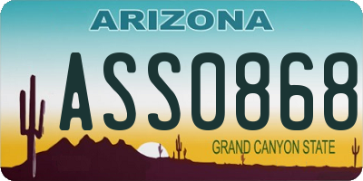 AZ license plate ASS0868