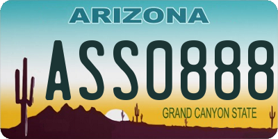AZ license plate ASS0888