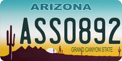 AZ license plate ASS0892