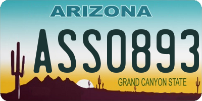 AZ license plate ASS0893