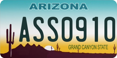 AZ license plate ASS0910