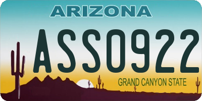 AZ license plate ASS0922