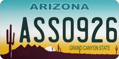 AZ license plate ASS0926
