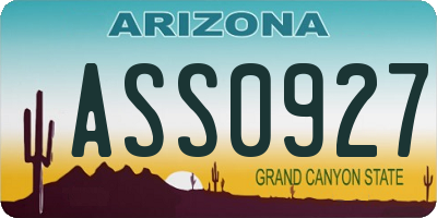 AZ license plate ASS0927