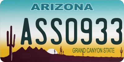 AZ license plate ASS0933