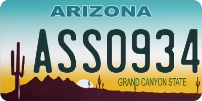 AZ license plate ASS0934