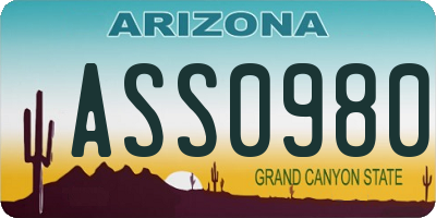 AZ license plate ASS0980