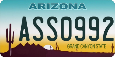 AZ license plate ASS0992