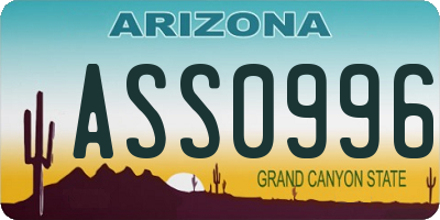 AZ license plate ASS0996