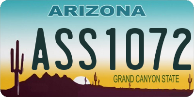 AZ license plate ASS1072