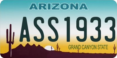 AZ license plate ASS1933