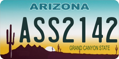 AZ license plate ASS2142