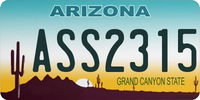 AZ license plate ASS2315