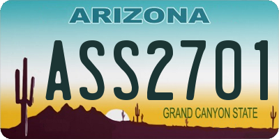 AZ license plate ASS2701