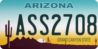 AZ license plate ASS2708