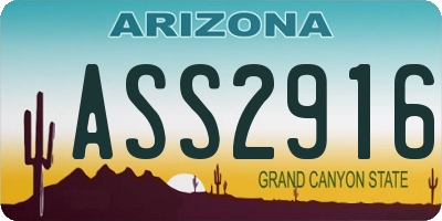 AZ license plate ASS2916