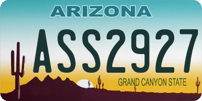 AZ license plate ASS2927