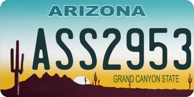 AZ license plate ASS2953