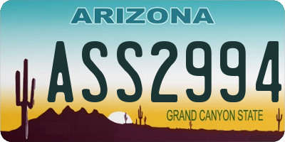 AZ license plate ASS2994