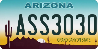 AZ license plate ASS3030