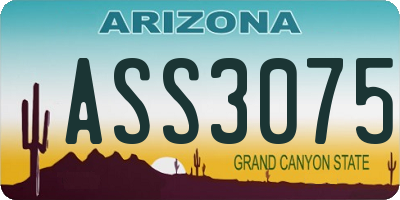 AZ license plate ASS3075
